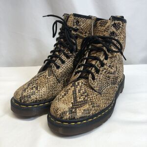 Vintage Doc Dr. Martens Brown Leather Snakeskin Boots Made In England 8.5US 6UK